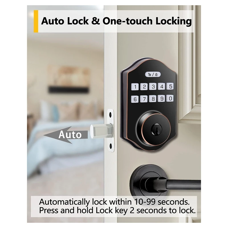 1 комплект замка для входной двери без ключа, 100 кодов пользователей с электронным засовом с защитой от выглядывания и металлической клавиатурой