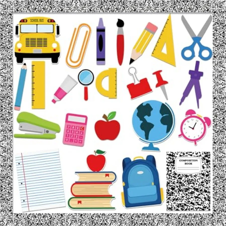 

54 Pcs Composition Notebook Bulletin Board Decorations Set Composition Notebook Classroom Decor Colorful Bulletin Board Cutouts