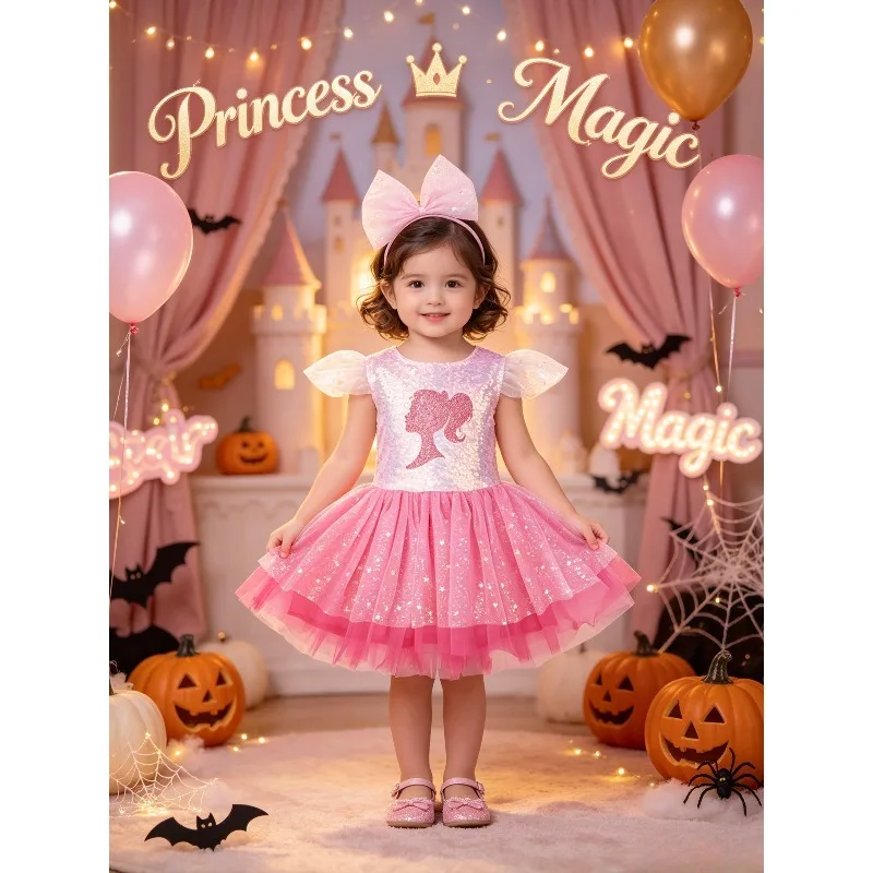 Sweet Sequins Mesh Princess Costume, Halloween Birthday Party Cosplay Dress, Role Play Outfit for Holiday Stage Show Costume view 4