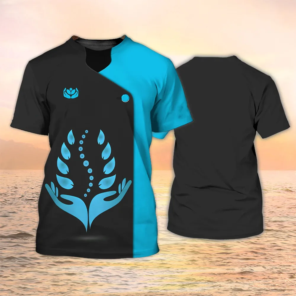 الرجال والنساء الطبية الجمال ملابس العمل متعة ثلاثية الأبعاد طباعة الصيف شخصية الهيب هوب Crewneck قصيرة الأكمام الشارع قمم تي شيرت
