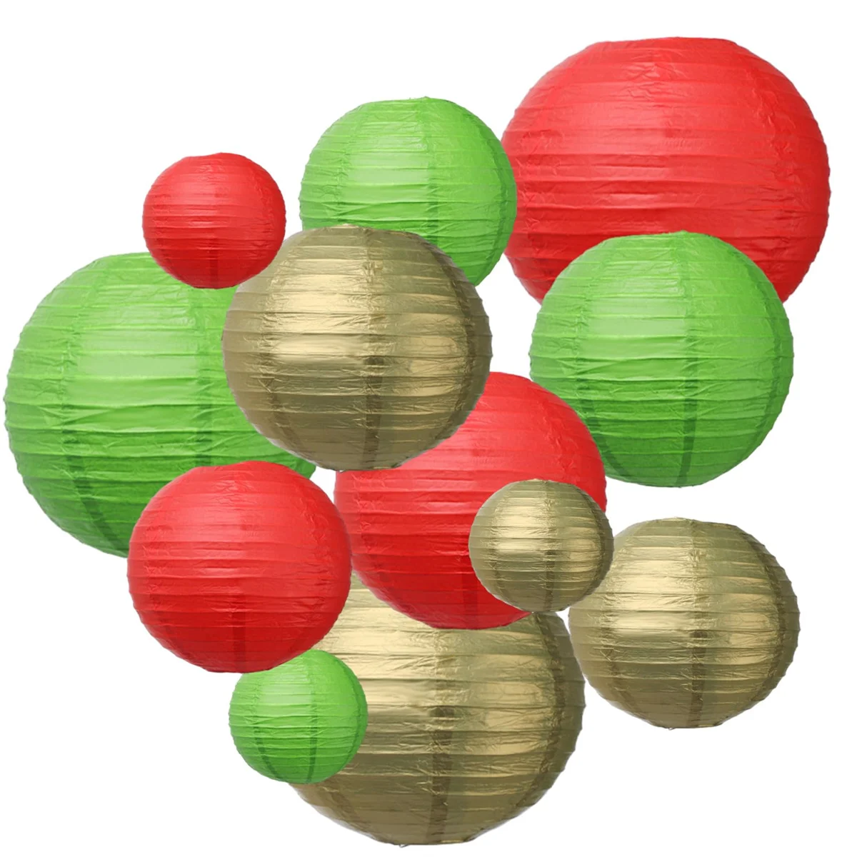 

12 Pcs Green Red Gold Paper Lanterns 6 8 10 12 Inch Christmas Graduation Party Decor​ Italian Mexico Party