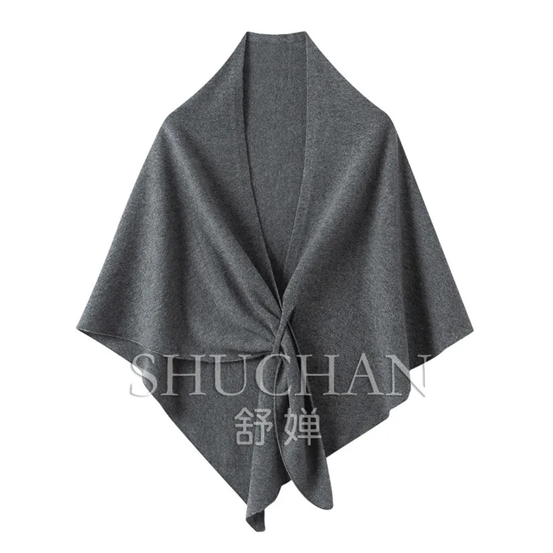 French Vintage 35% Cashmere Knitted Shawl Women's 2026 New Warm Triangle Scarf Shawl Top 170g