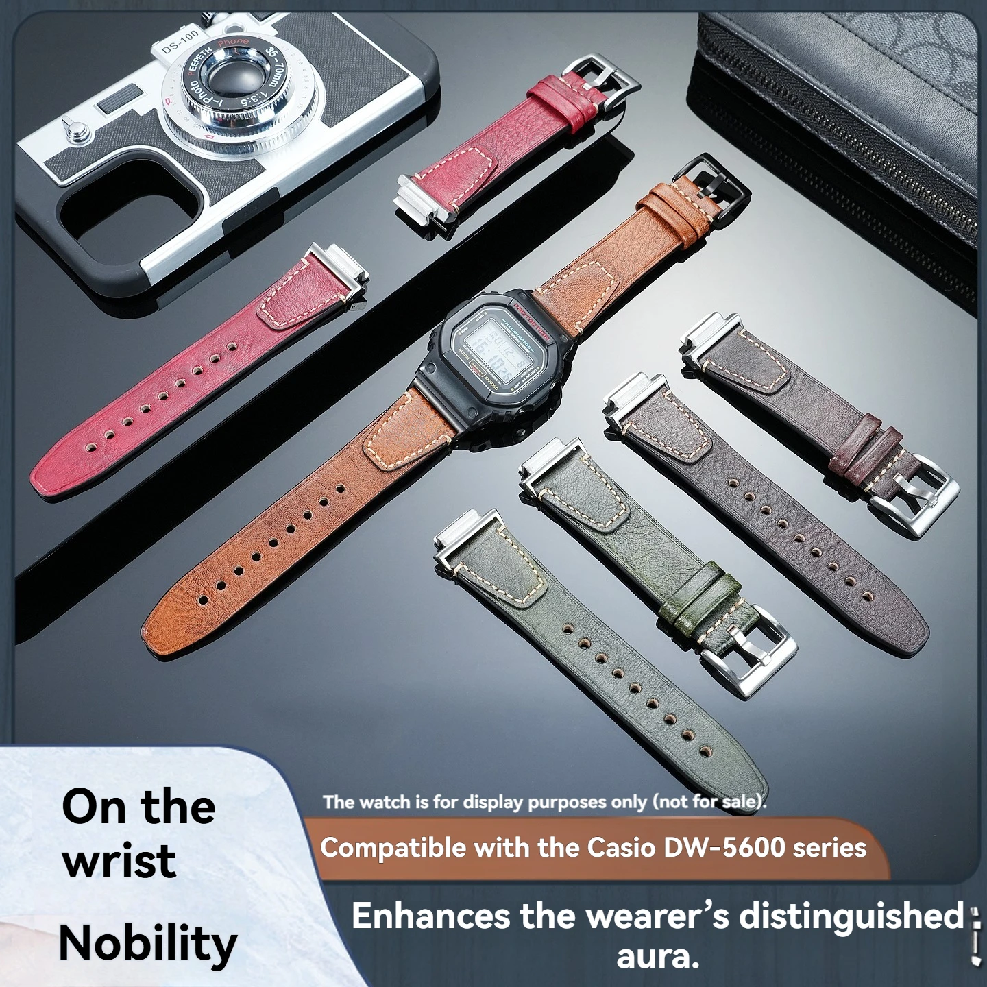 Genuine leather watchband suitable for Casio small square DW-5600 GW-B5600 cowhide strap replacement accessories watch strap