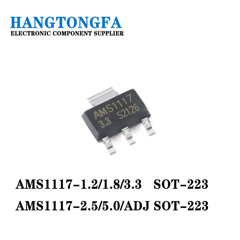 100Pcs/Lot AMS1117-3.3 1117-1.2 1117-1.8 1117-5.0 1117-ADJ 1117-2.5 SOT223 1A SMD Voltage Stabilizing Tube New
