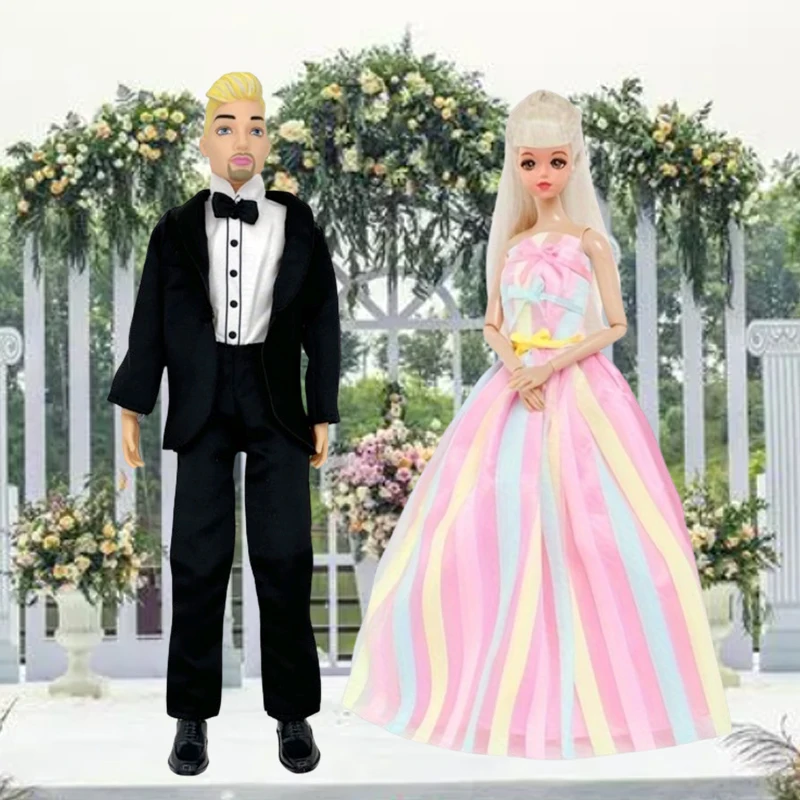 3 Sets Doll Clothing And Accessories Handmade Formal Business Suit Tuxedo Groom Clothes for 30cm/12in Ken Dolls
