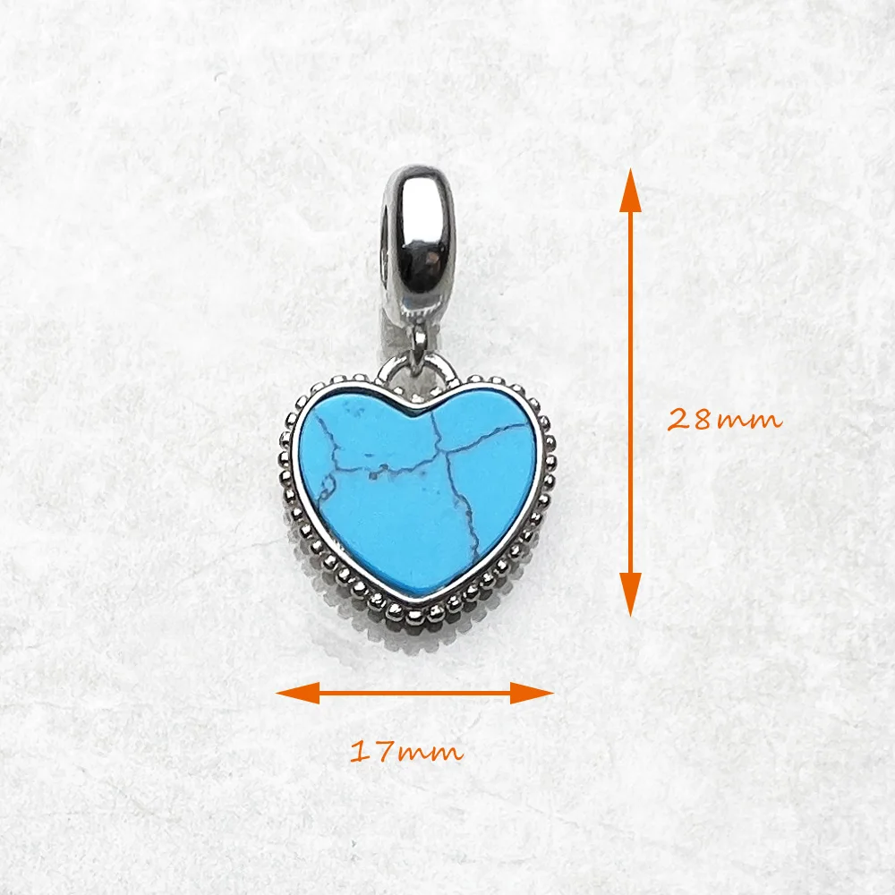 Blue Heart Eternal Charm Pendants For Women 925 Sterling Silver Romantic Token of Love Jewelry Fit Bracelet Necklace