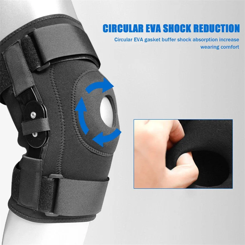 Supporto per ginocchiera incernierato con stabilizzatori per rotula laterale con cinturino per la protezione sollievo dal dolore per l\'artrite,