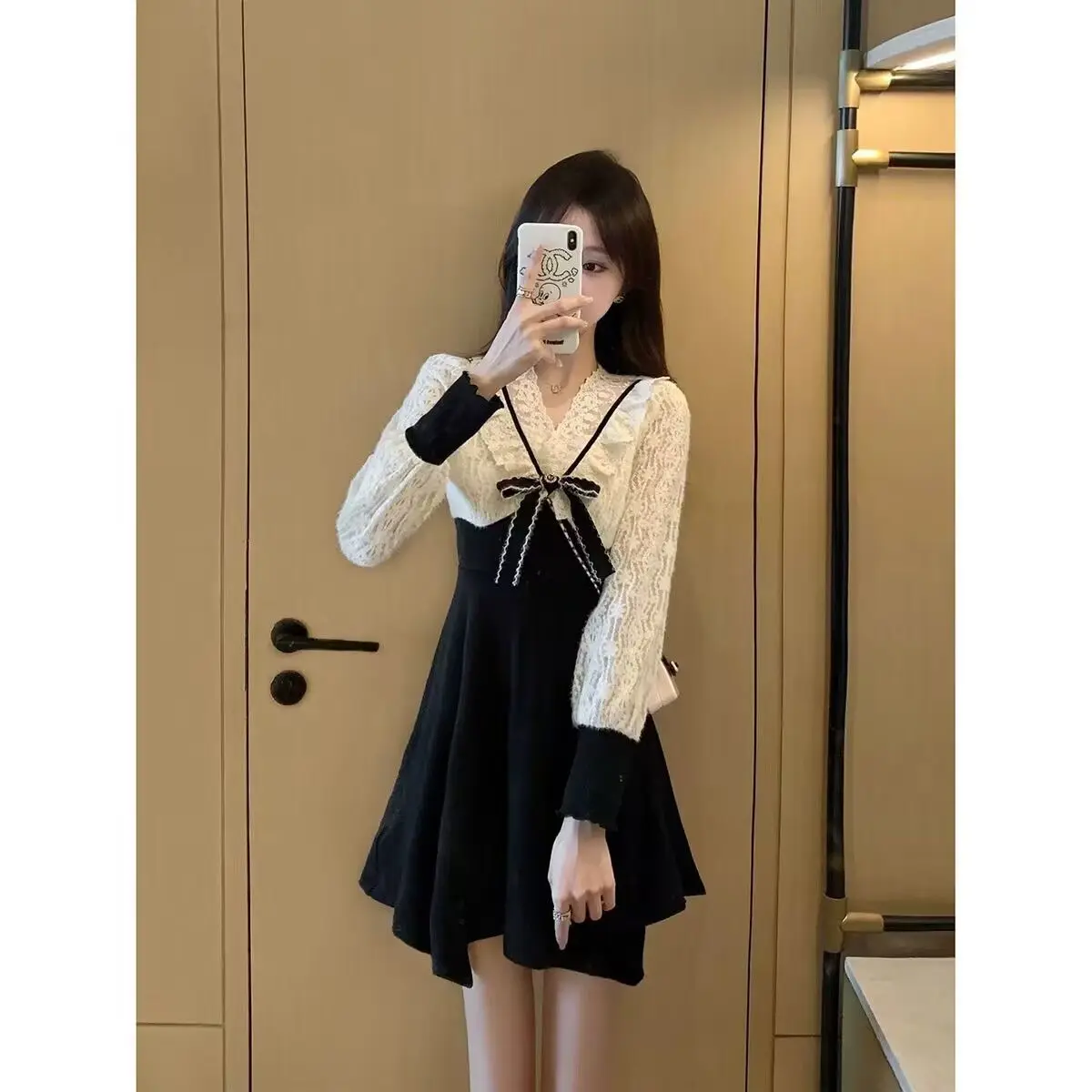 Dress New Waist Temperament Black Knitted Skirt