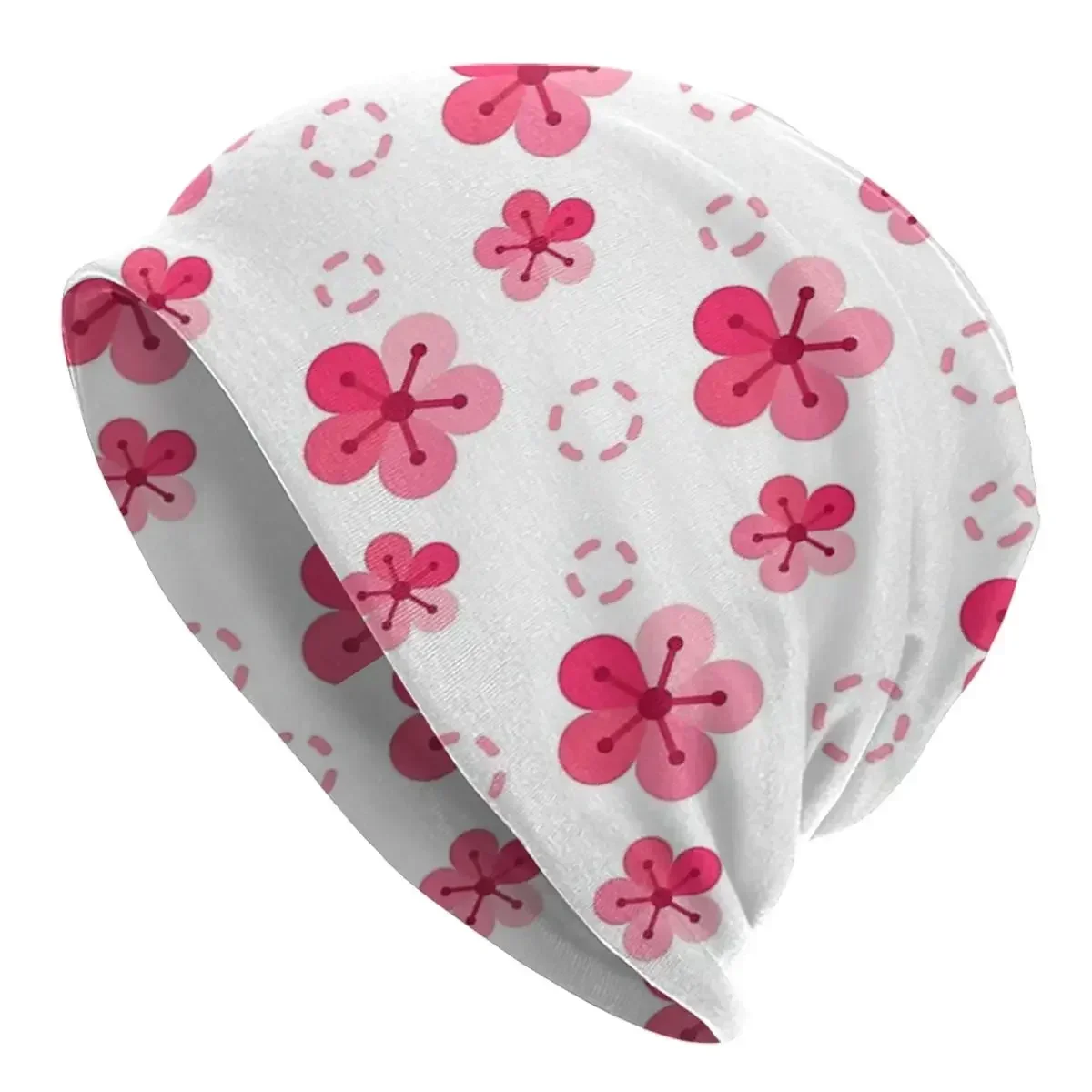 

Cherries And Flowers Seamless Pattern Cherry Blossom Warm Knitted Cap Bonnet Hat Autumn Winter Beanies Hats for Men Women Adult