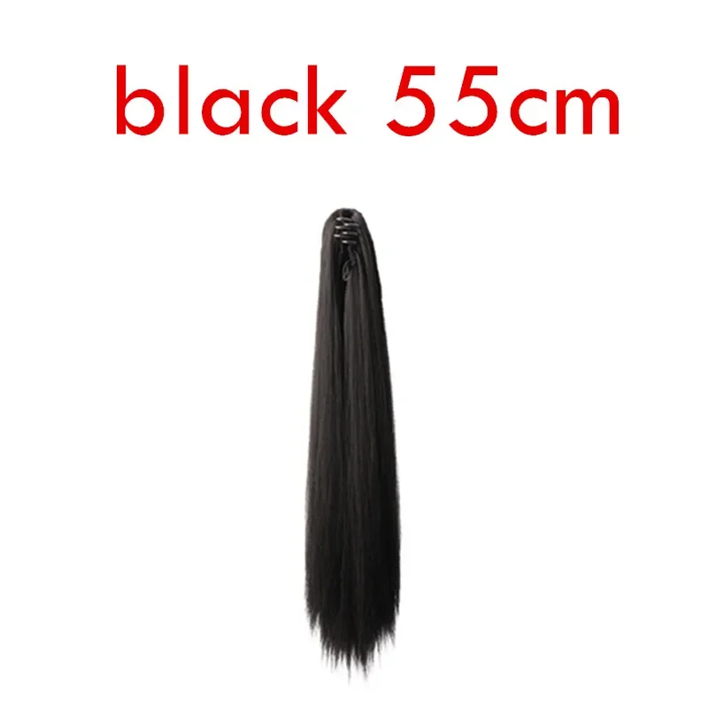 黒エンプリンス剣士ヘアアクセサリー騎士道ロングストレートポニーテール Wuxia 古代漢服写真撮影かつら爪クリップ
