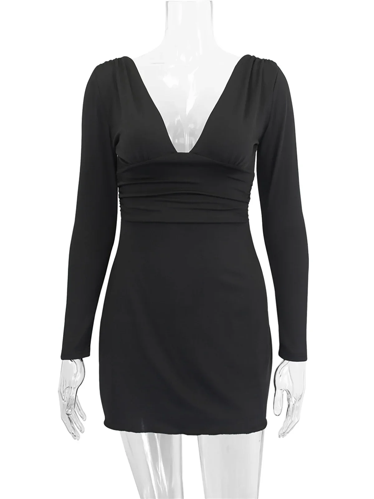 Однотонное мини-платье с v-образным вырезом и открытой спиной для женщин, облегающее сексуальное уличное платье для вечеринок и клубов, весенне-летняя одежда Y2K D386