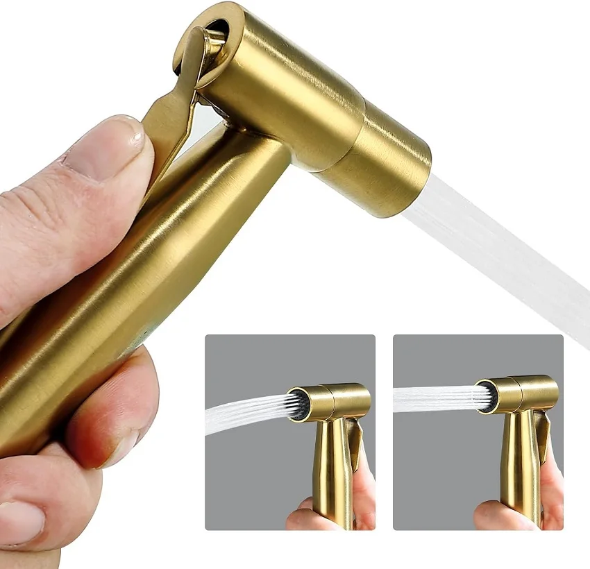 Rociador de bidé portátil para inodoro, ducha de baño de acero inoxidable dorado, utilizado para la higiene personal y el baño de mascotas