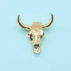 Natural Stone Resin Pendants for Jewelry Making Charms Animal Bull Head DIY Necklace Jewelry Accessory Gold-silver Color Pendant