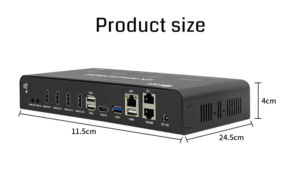 Bitvisus 4K60 Built-in Player Video Processor 64G Storage Network Monitoring 4-Screen Splicing RS232 Control Metal Display