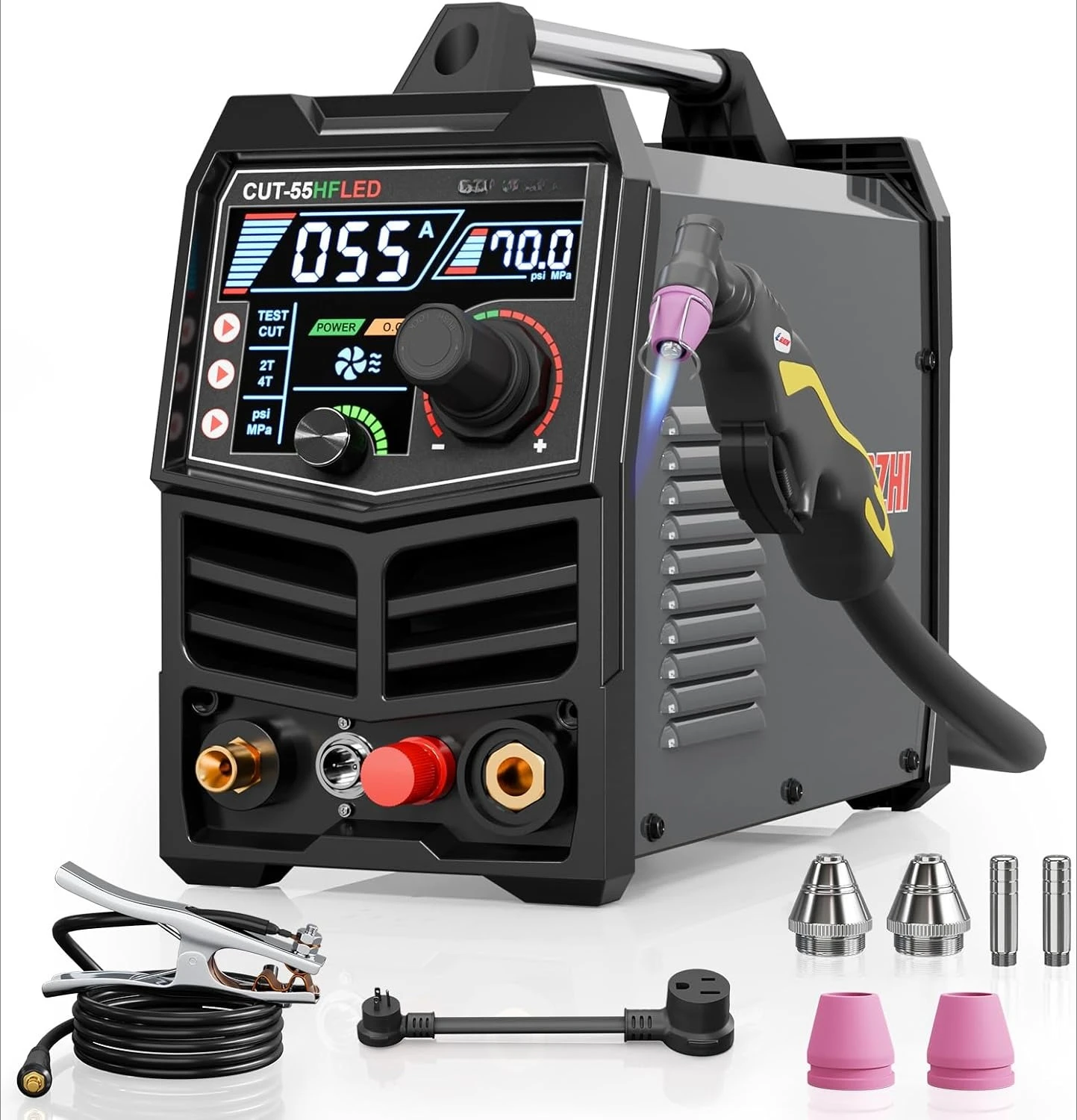 

Plasma Cutter 55Amp High Frequency Non-Touch Arc Digital Screen Display DC Inverter 110/220VDual Voltage Blowback Plasma Cutting