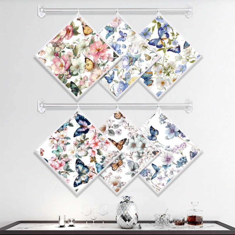 

Салфетки для мытья посуды с рисунком бабочки, кухонные салфетки для мытья посуды, многоразовые супервпитывающие тряпки для мытья посуды, салфетки для полотенец для дома