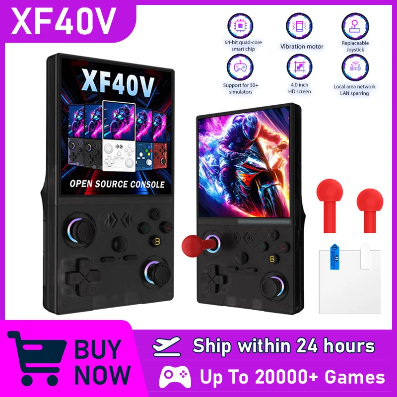 

Новая портативная игровая консоль XF40V в стиле ретро с открытым исходным кодом 4,0-дюймовый IPS HDScreen Поддержка Wi-Fi Аркадный джойстик Портативный плеер для видеоигр