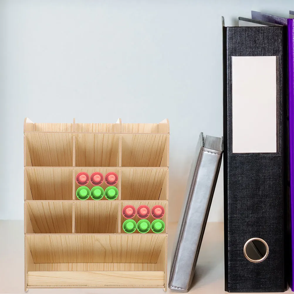 

Wooden Desk Organizer Multifunctional Diy Pen Holder Storage Box Storage Holds Marker Rack Colored Pencil Bracket Office