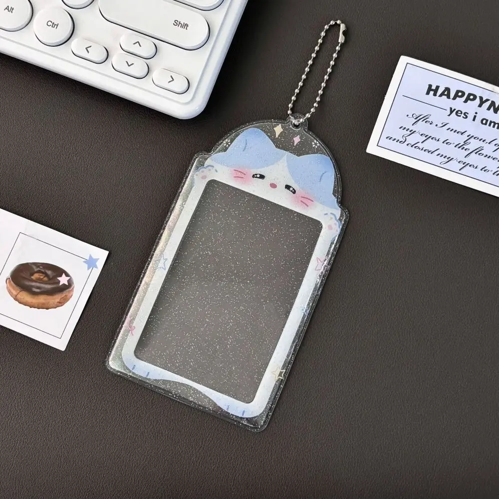 Porta carte trasparente con motivi animali Porta credenziali per ID studente carino glitter Porta carte bus in PVC coreano Kpop Idol