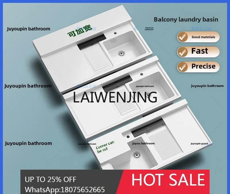 

custom corner cutting balcony laundry basin household quartz stone countertop integrated sink laundry basin