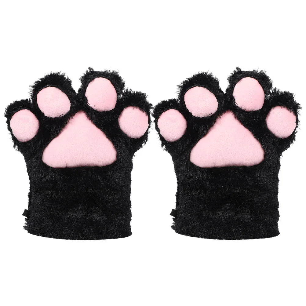 Bear Claw Gloves Plush Cat Paw Wand Thermal Black for Kids Mittens Animal Hammock