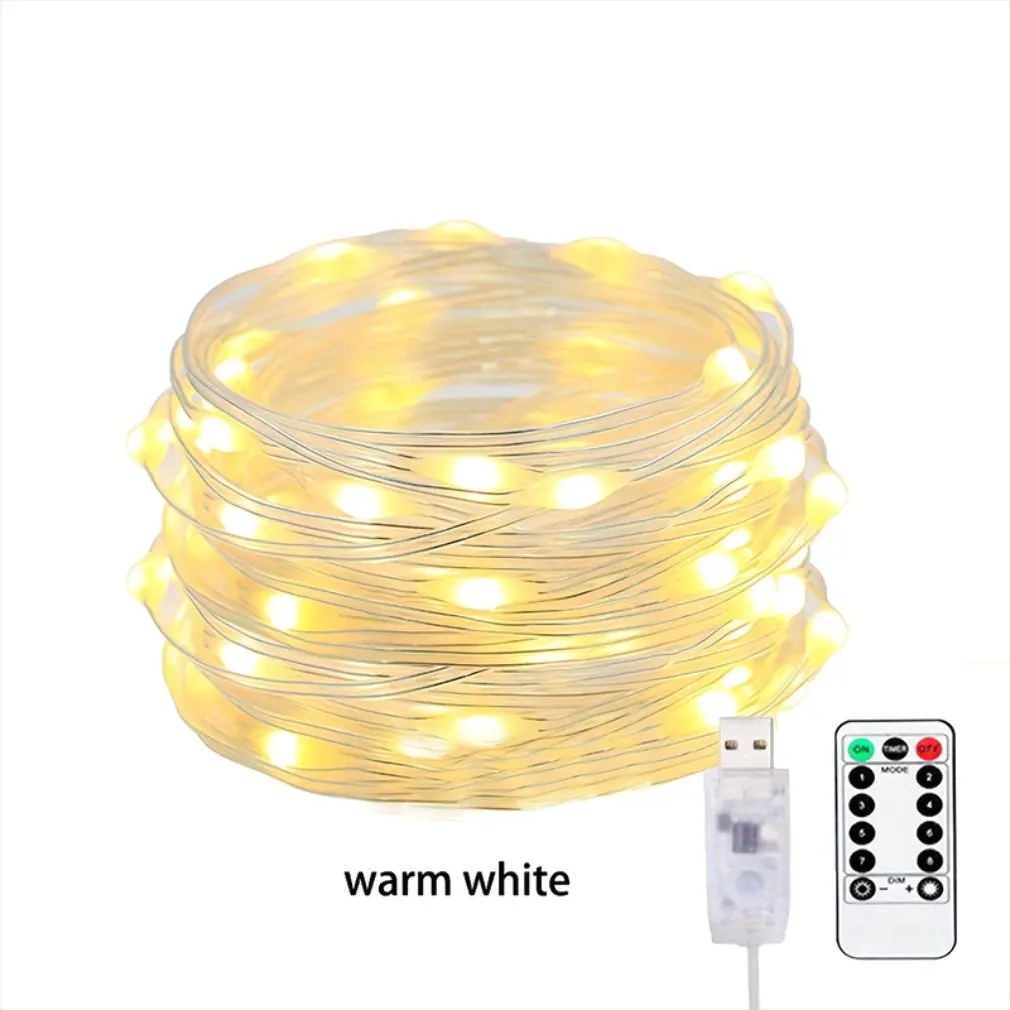 Christmas light 10m 20m Waterproof Remote Control Fairy Lights Battery Operated Decoration 8 Mode Timer LED String Copper Wire