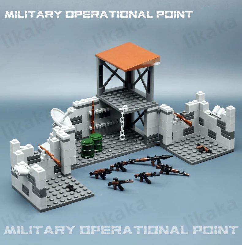 MOC Military Operational Point Blocks Toys Montessori with Weapons Toys for Boys Gift Compatible Technical Classic Bricks