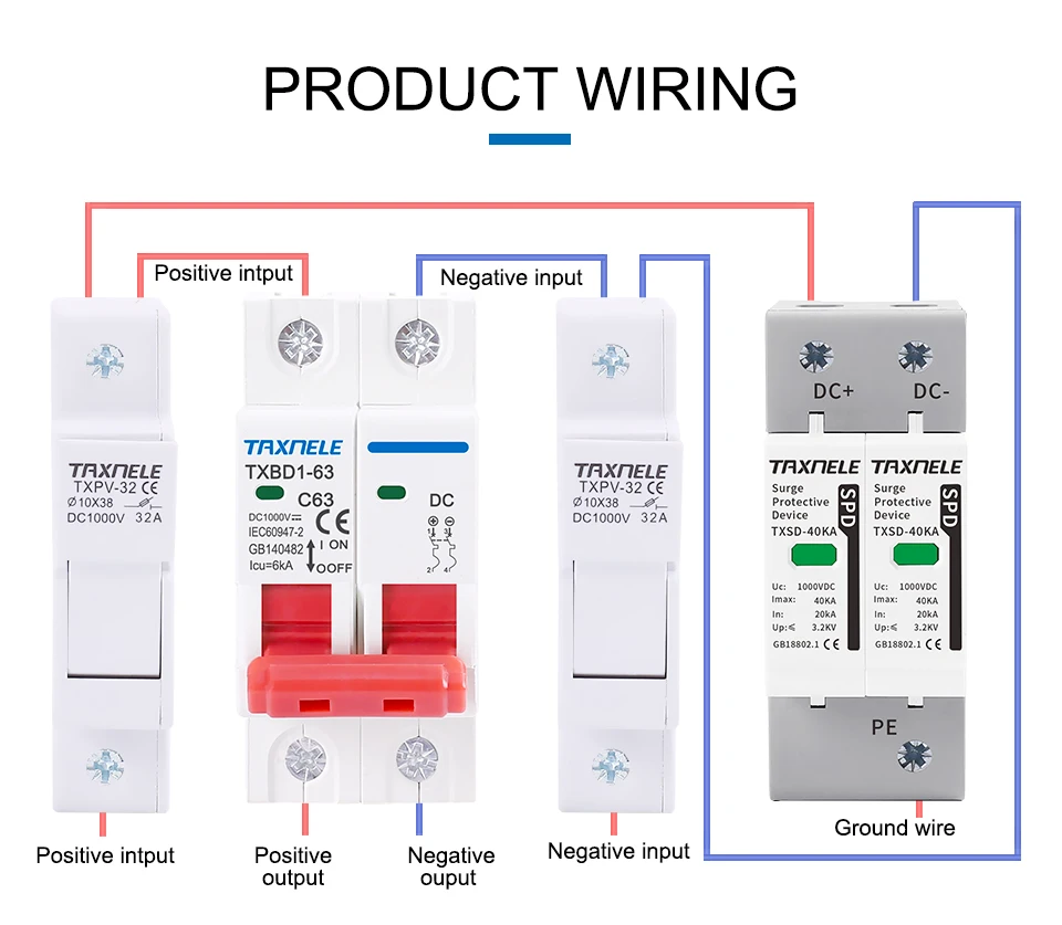 2P DC 1000V Solar Mini Circuit Breaker Batterie Schalter 6A 10A 16A 20A 25A 32A 40A 50A 63A DC MCB für Photovoltaik PV System – Detail 9