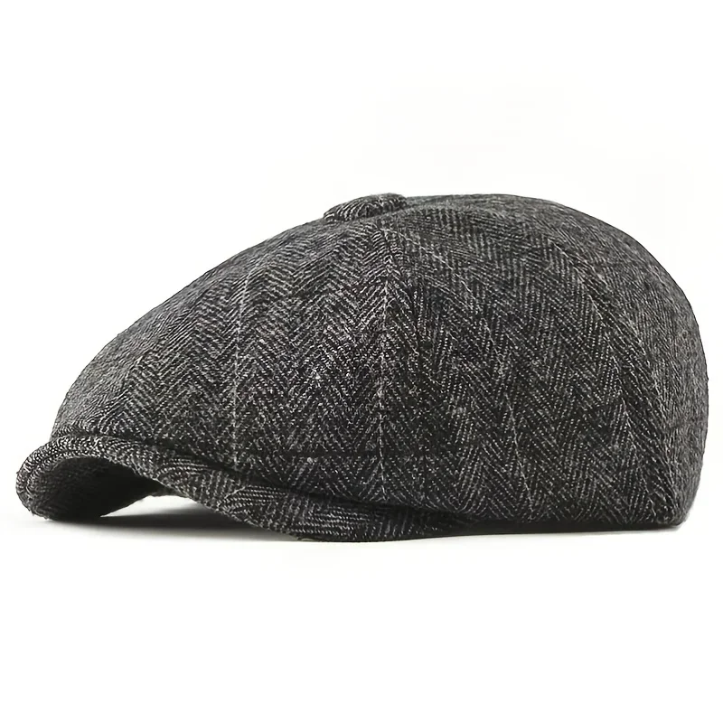 Retro Newsboy Caps Men British Painters Hats Spring Autumn Berets Herringbone Grid with Red Line Flat Cap Hip Hop Berets