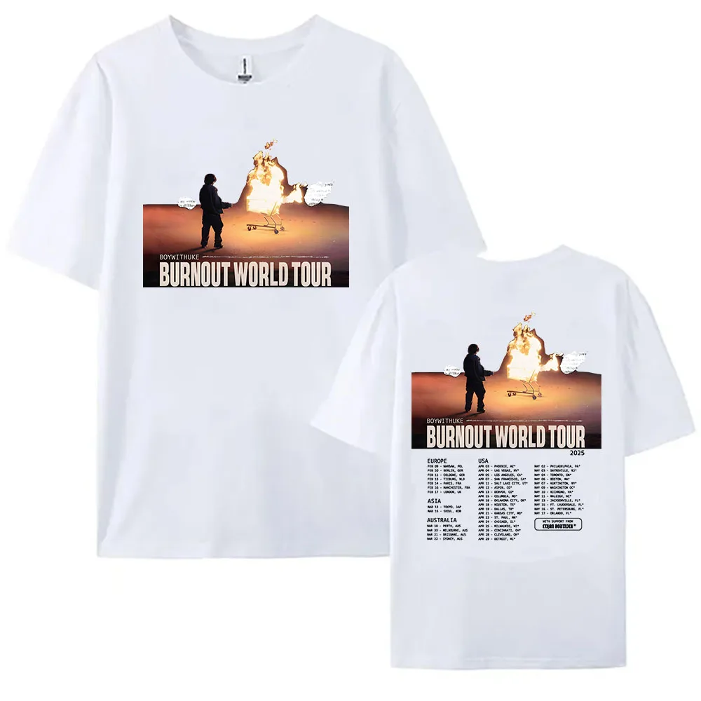 Boywithuke Burnout World Tour 2025 Tshirts Cotton Short Sleeve Summer T-shirt Round Neck Women/Men Tee-shirt Casual Soft Clothes