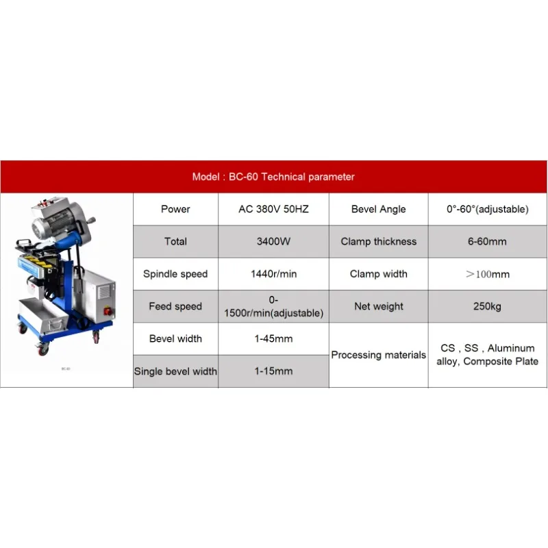 Steel Plate Edge Milling Machine Metal Sheet Beveling Machine Adjustable Angle Automatic Plate Beveling Machine Ra3.2-Ra6.3