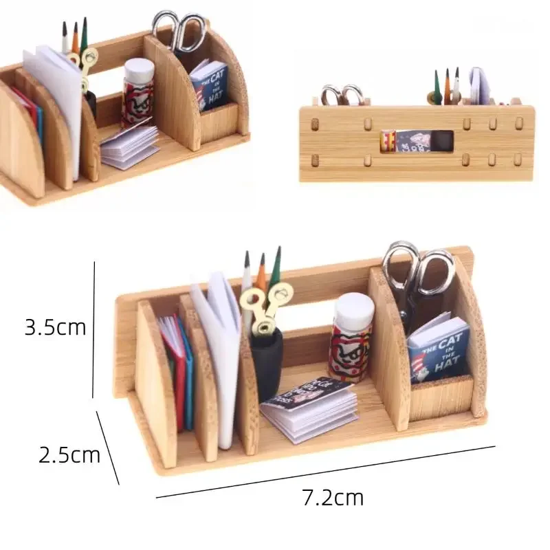 Estantería de escritorio en miniatura para casa de muñecas, estante de papelería, decoración de modelo para el hogar, estante de almacenamiento de escena de estar, accesorios para casa de muñecas, 1 Juego