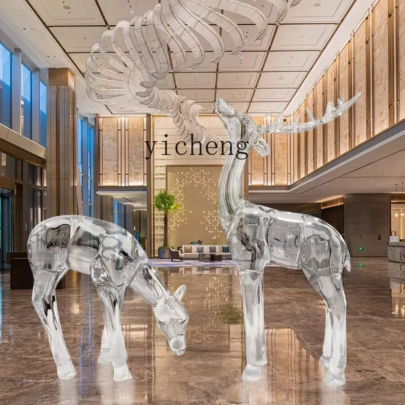 bj-11 transparent resin sika deer ornament garden landscaping view lucky elk large floor sculpture
