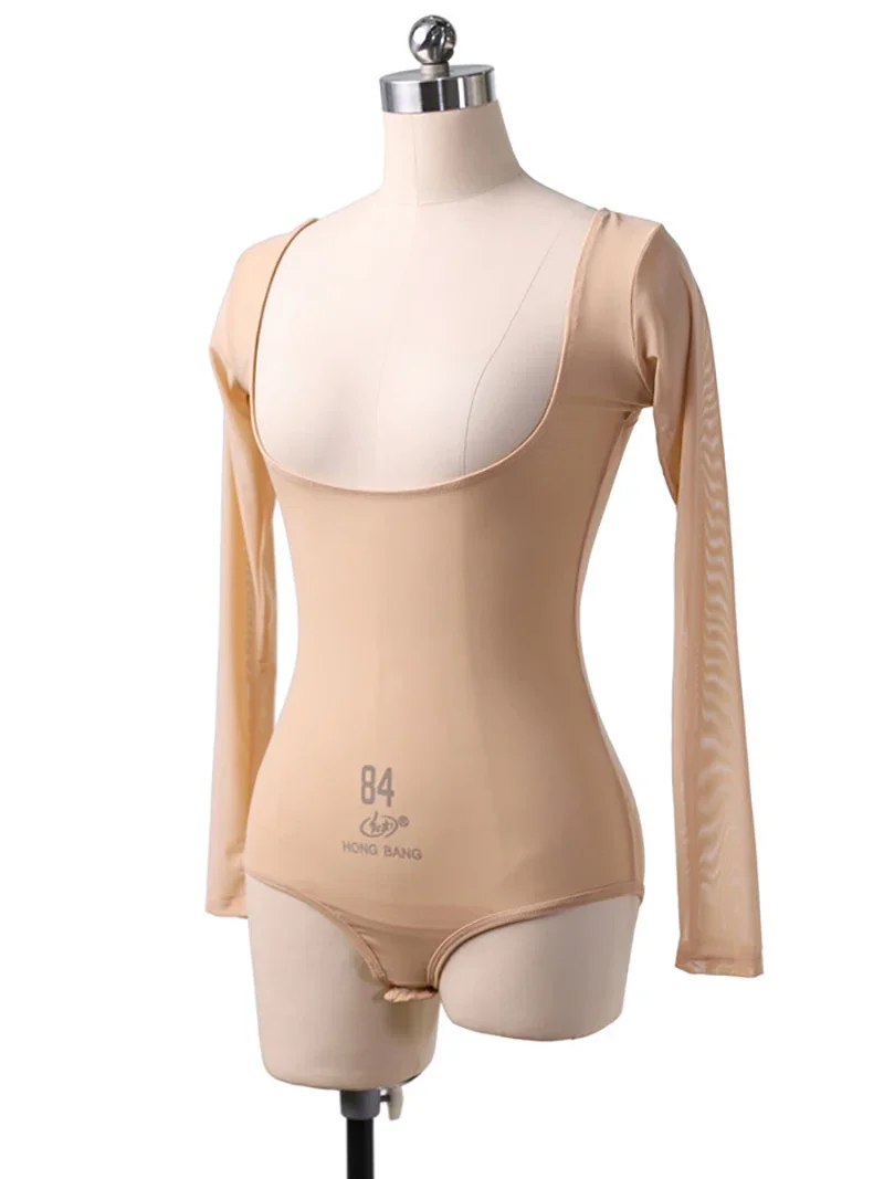 Adult Women Water Gauze Chest One-piece Long Sleeve Belly Dance Clothing Mesh Bodysuit Dancewear Party Costume