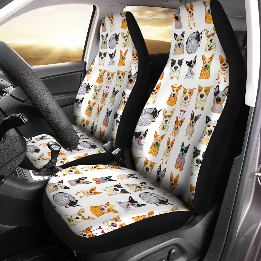 

Cute Dog Face Car Seat Covers Custom Dog Car Accessories,Pack of 2 Universal Front Seat Protective Cover