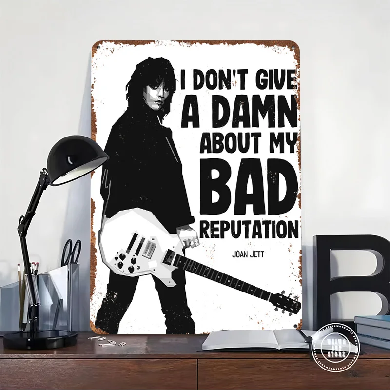 Joan Jett Bad Reputation Printed Poster Customized Wall Art Retro Vintage Metal Tin Signs for Room Accessories Luxury Decoration