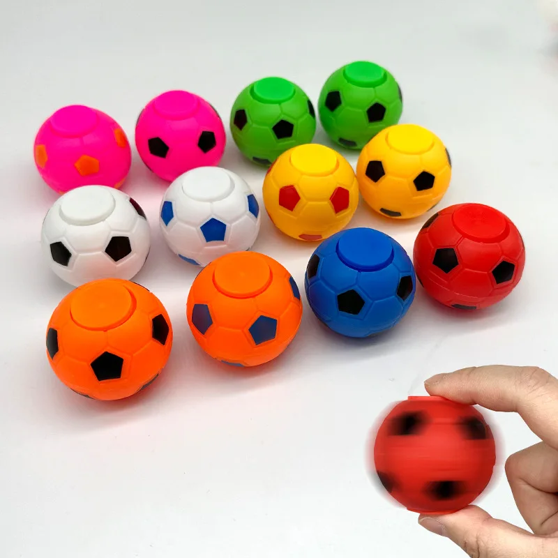 10Pcs Colorful Soccer Rotatable Fidget Spinners Ball Toy for Kids Football Theme Birthday Party Favors Goodie Bag Piniata Filler