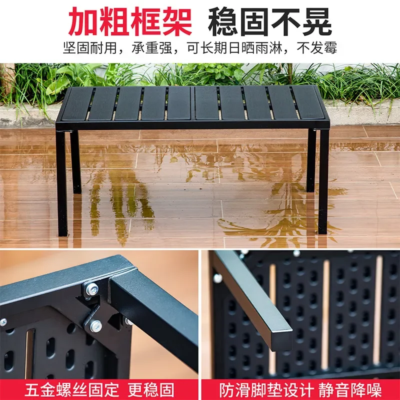 for Outdoor Plastic Wood Table and Chair Set Garden Villa Anti-Corrosion Tea Table Courtyard Sofa Long Table Leisure