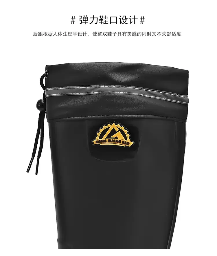 2026 Modische Herren-Regenstiefel mit Hohem Schaft, Wasserdicht, Rutschfest, Wärmend, für Outdoor, Autowäsche, Baustelle, Verschleißfest, mit Fleece-Futter – Detail 8