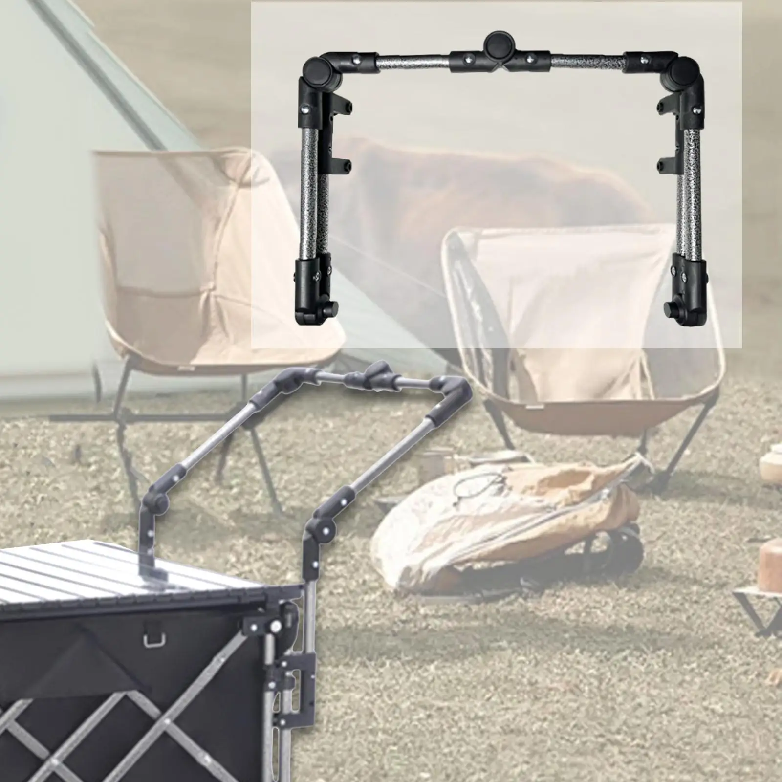 Maniglia pieghevole per carro, angolo regolabile, facile da installare, maniglia per carrello della spesa, per picnic, prato, campeggio, cortile esterno
