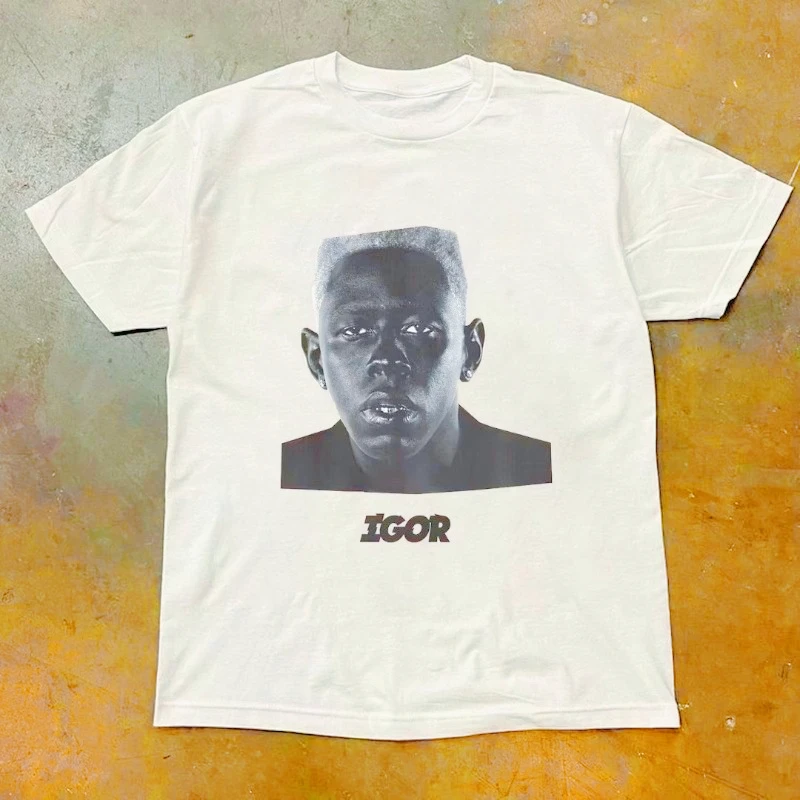 تي شيرت Tyler The Creator IGOR مطبوع تي شيرت عصري بأكمام قصيرة من القطن فضفاض برقبة دائرية