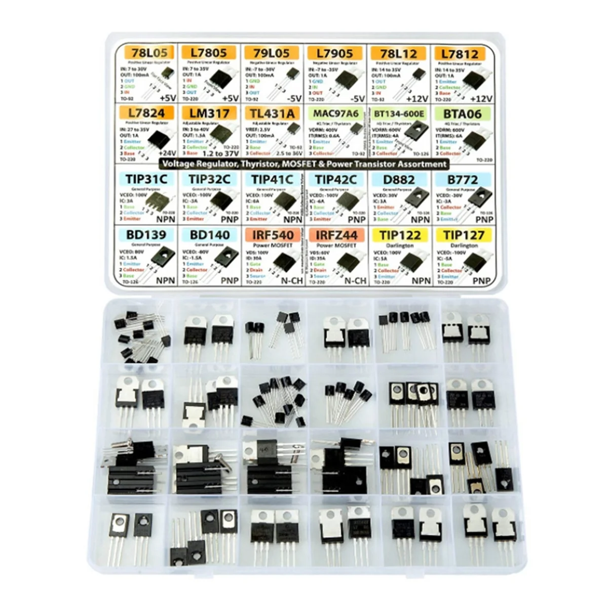 SOT-23 Electronic Components, Transistors, BJTs, MOSFETs, Diodes, Schottky, Switches, 24 Types