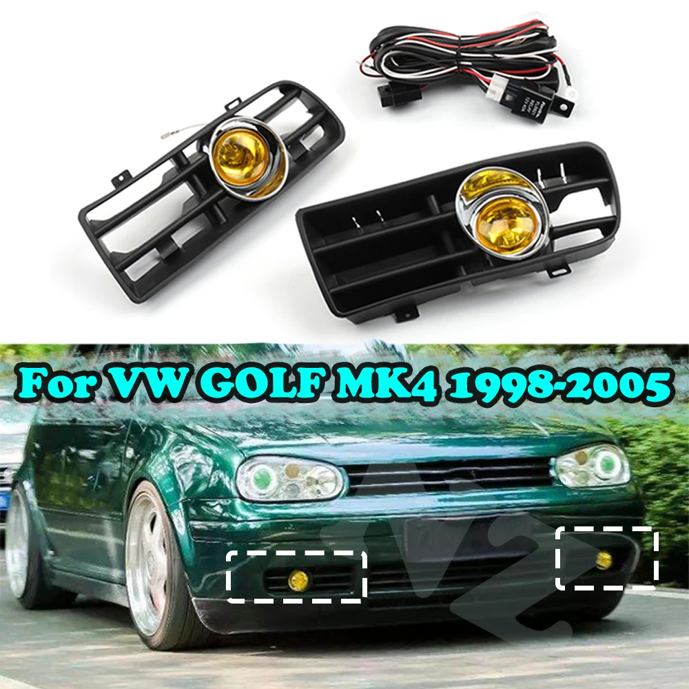 Pair Front LED Fog Light Lamp Daytime running lights Lower Grill lower Grille For VW GOLF MK4 1998-2000 2001 2002 2003 2004 2005