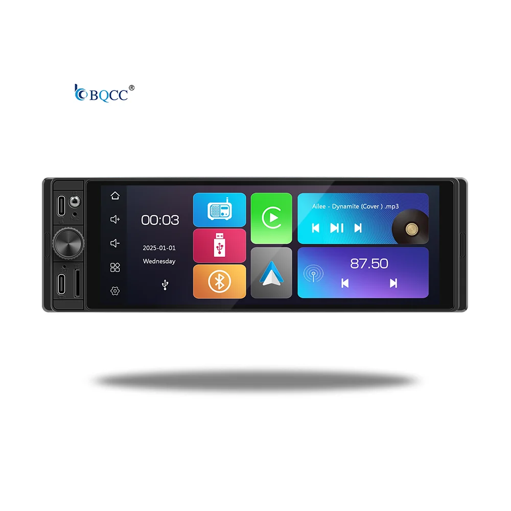 

BQCC 6.28 Inch Wireless Car Radio Stereo 1DIN HD Touch Screen Amplifier Carplay Android Auto Video Player Mirroring Rear View