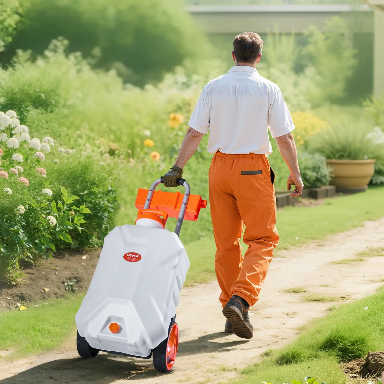 

10 Gal Battery Powered Sprayer With Cart Wheeled 0-80 PSI Electric Weed Sprayer