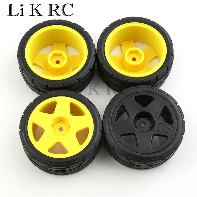 

4Pc Plastic Wheel Rims Hub Rubber Wheels Tires For RC 1/10 On Road Rally Tamiya HSP HPI Kyosho TAMIYA XV-01 XV-02 Model Cars