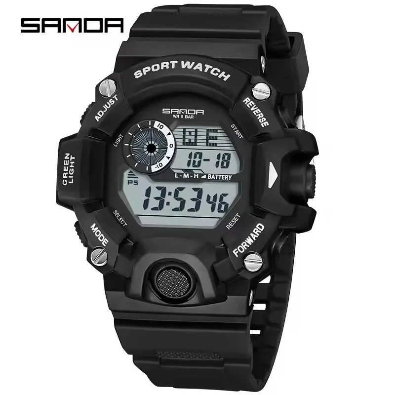 

SANDA 326 Fashion Men's Digital Watch LED Display Waterproof Alarm Clock Timing Outdoor Student Sports Watch électronique