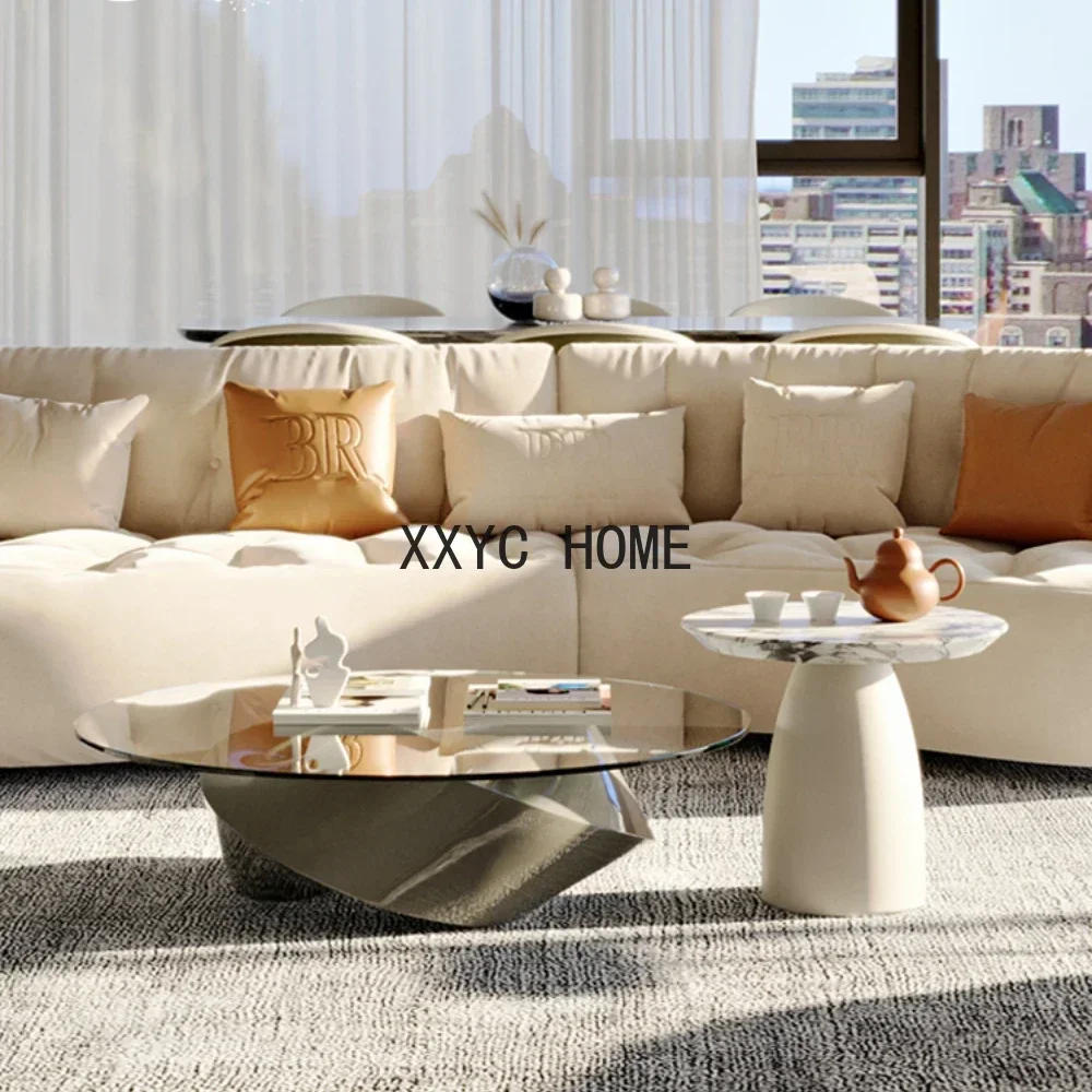 

Minimalist round Tea Table Combination Post-Modern Minimalist Glass Set