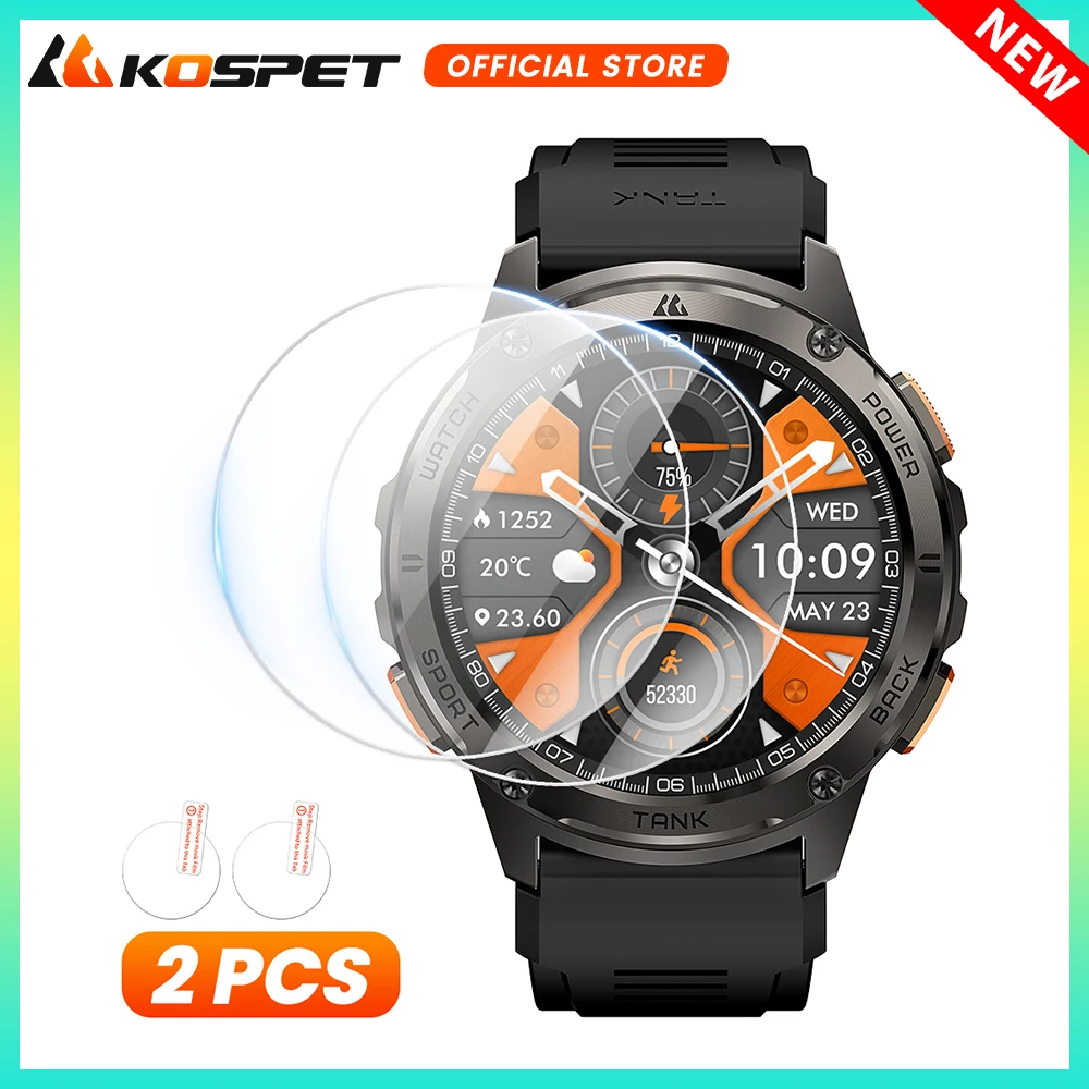 Original 1 Set Tempered Glass Film for KOSPET TANK T3 Smartwatch Full Screen Protector Smart Watch Accessories for KOSPET Watch