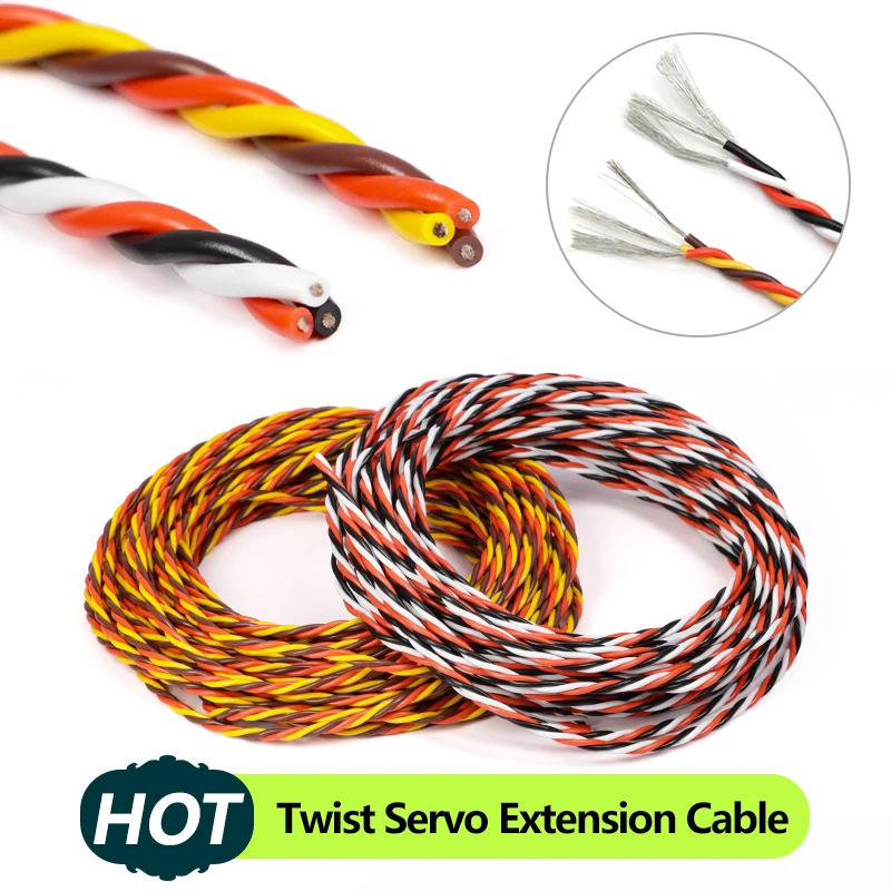 5/10/20m 3 Way Twist Servo Extension Cable 22/26 AWG 30/60 Cores JR Futaba Twisted Wire PVC Lead For RC Airplane Accessories